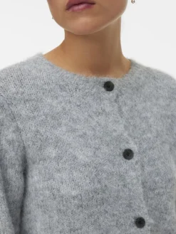 Vero Moda Pullover & Sweatshirts*VMNOVAH LS O-NECK BUTTON CARDI GA NOOS Medium Grey Melange