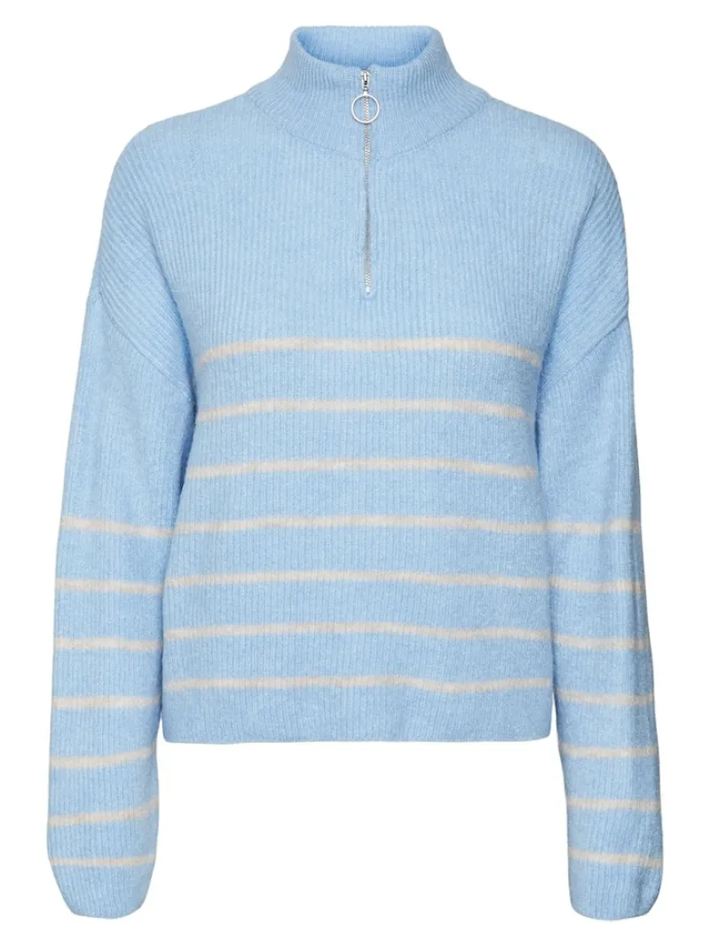 Vero Moda Pullover & Sweatshirts*VMOLINA LS HIGHNECK ZIPPER BLOUSE NOOS blue bell