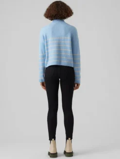 Vero Moda Pullover & Sweatshirts*VMOLINA LS HIGHNECK ZIPPER BLOUSE NOOS blue bell
