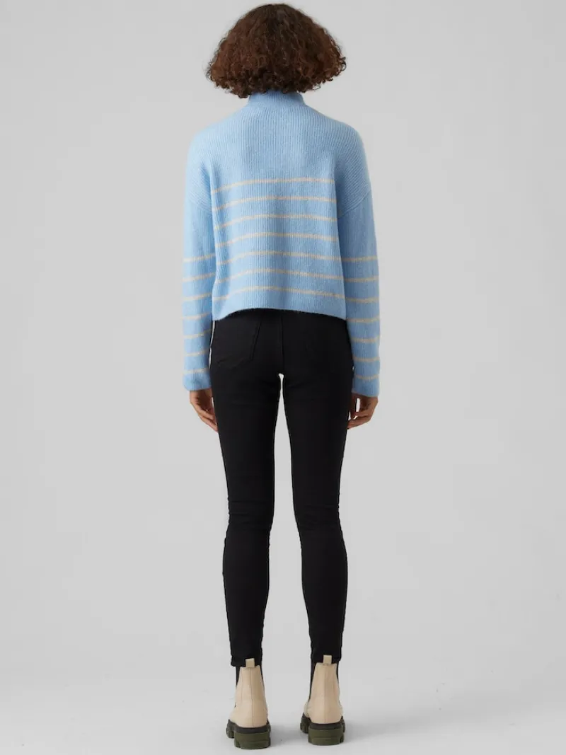 Vero Moda Pullover & Sweatshirts*VMOLINA LS HIGHNECK ZIPPER BLOUSE NOOS blue bell
