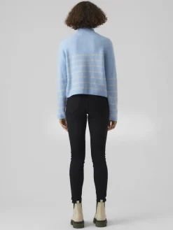Vero Moda Pullover & Sweatshirts*VMOLINA LS HIGHNECK ZIPPER BLOUSE NOOS blue bell