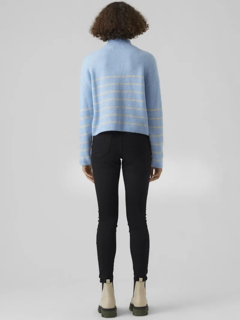 Vero Moda Pullover & Sweatshirts*VMOLINA LS HIGHNECK ZIPPER BLOUSE NOOS blue bell