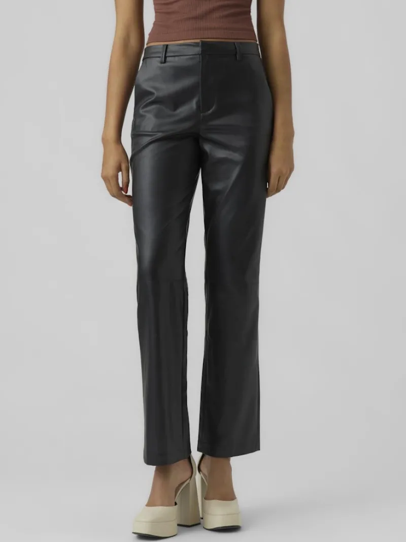 Vero Moda Hosen*VMOLYMPIA ZAMIRA MW STRAIGHT PL PANT Black