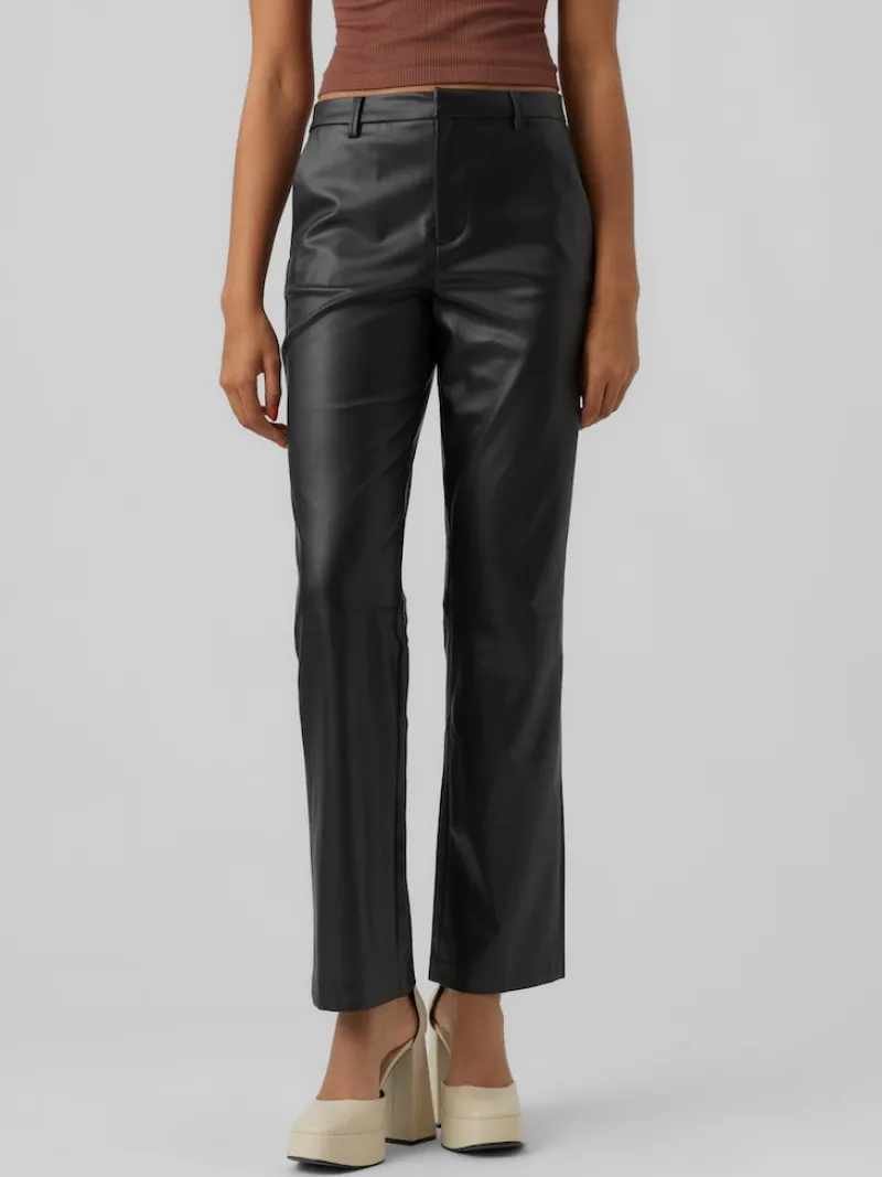 Vero Moda Hosen*VMOLYMPIA ZAMIRA MW STRAIGHT PL PANT Black