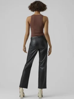 Vero Moda Hosen*VMOLYMPIA ZAMIRA MW STRAIGHT PL PANT Black