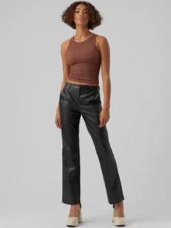 Vero Moda Hosen*VMOLYMPIA ZAMIRA MW STRAIGHT PL PANT Black