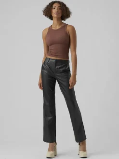 Vero Moda Hosen*VMOLYMPIA ZAMIRA MW STRAIGHT PL PANT Black