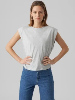 Vero Moda Shirts*VMPANNA GLENN SL TOP JRS Light Grey Melange