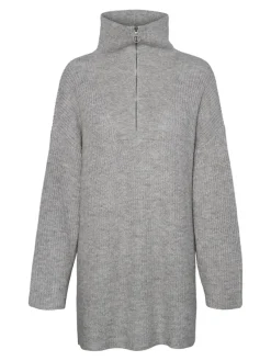 Vero Moda Pullover & Sweatshirts*VMPERNILLA LS HIGHNECK ZIPPER PULL GA Light Grey Melange