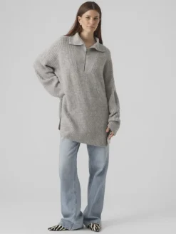 Vero Moda Pullover & Sweatshirts*VMPERNILLA LS HIGHNECK ZIPPER PULL GA Light Grey Melange