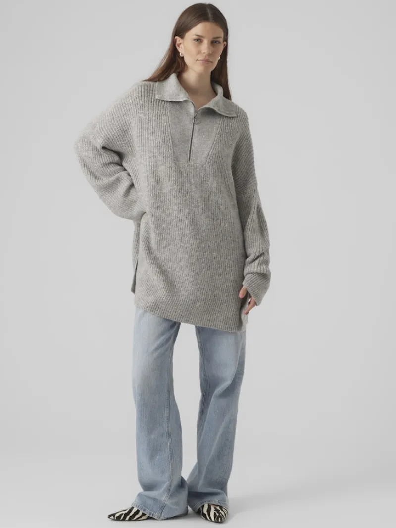 Vero Moda Pullover & Sweatshirts*VMPERNILLA LS HIGHNECK ZIPPER PULL GA Light Grey Melange