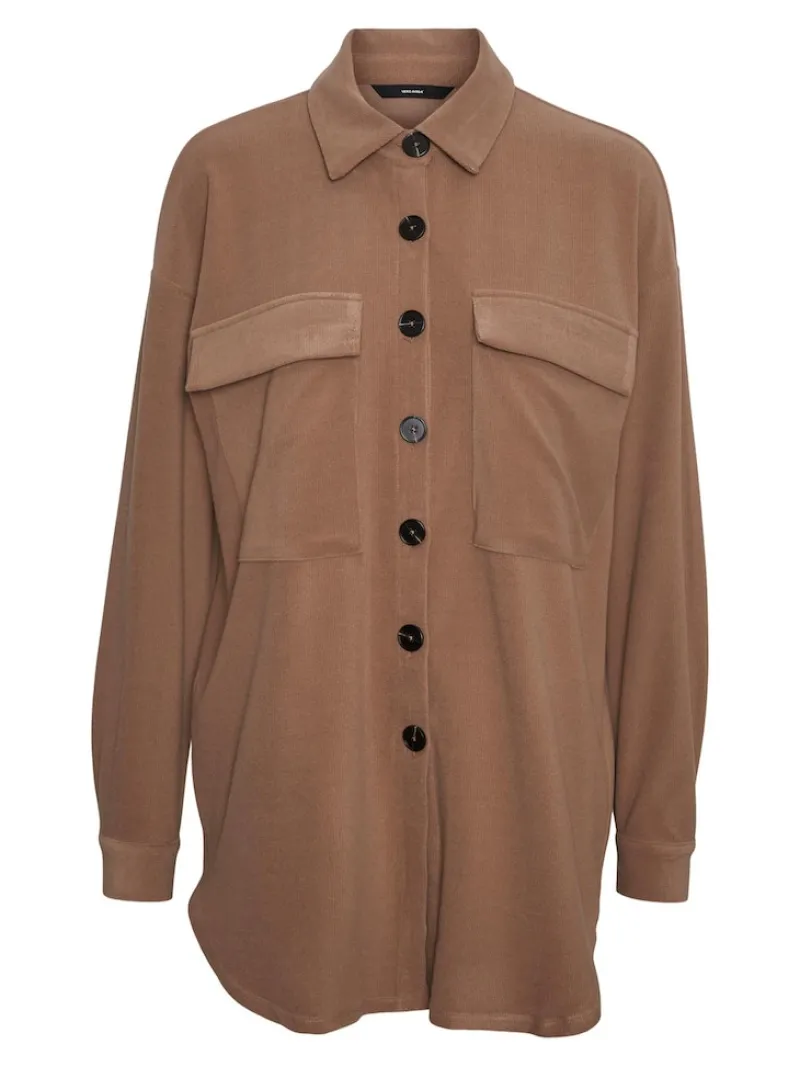 Vero Moda Blusen*VMPILA LS OVERSHIRT JRS BF brown lentil
