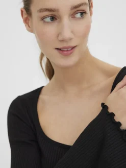 Vero Moda Shirts*VMPOLLY L/S RIB BALLOON SLEEVE TOP VIP Black