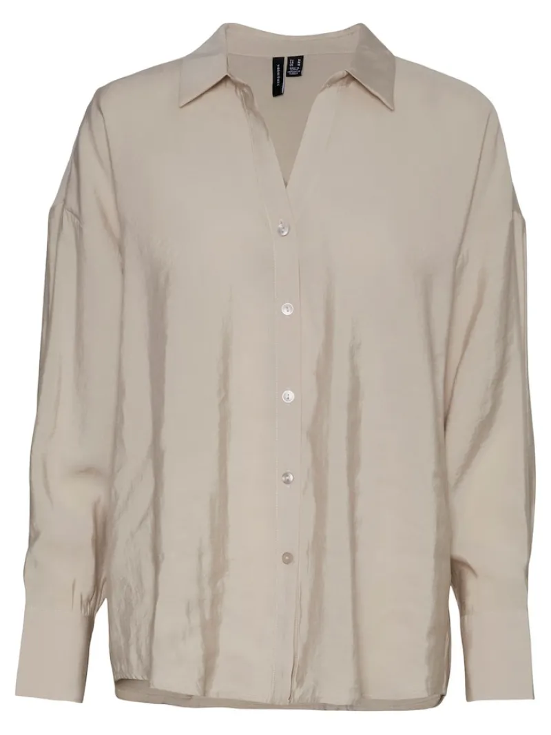 Vero Moda Blusen*VMQUEENY LS OVERSIZE SHIRT WVN GA NOOS pumice stone