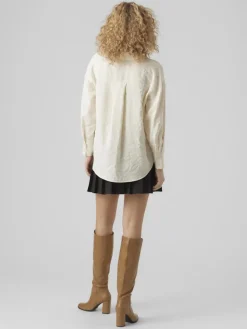 Vero Moda Blusen*VMQUEENY LS OVERSIZE SHIRT WVN GA NOOS antique white