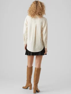 Vero Moda Blusen*VMQUEENY LS OVERSIZE SHIRT WVN GA NOOS antique white