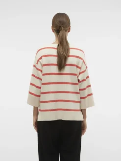 Vero Moda Pullover & Sweatshirts*VMSABA 3/4 V-NCK STRIPE PULL GA NOOS hellgrau2
