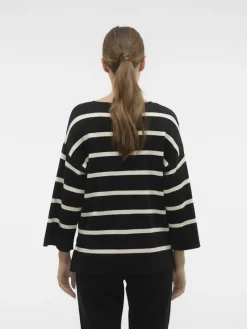 Vero Moda Pullover & Sweatshirts*VMSABA 3/4 V-NCK STRIPE PULL GA NOOS Black