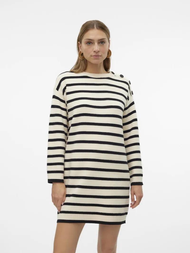 Vero Moda Kleider*VMSABA LS O-NECK BUTTON DRESS GA birch