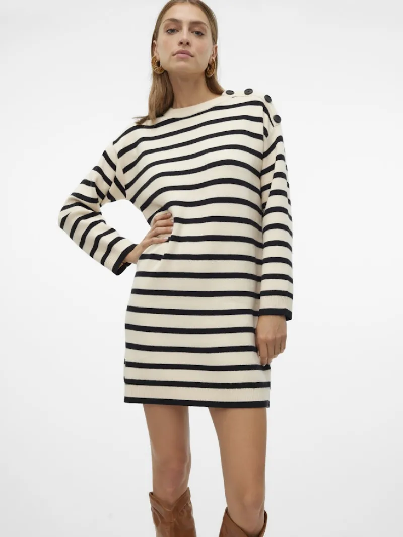 Vero Moda Kleider*VMSABA LS O-NECK BUTTON DRESS GA birch