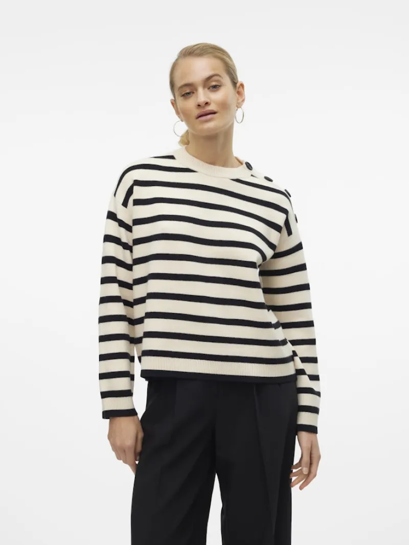 Vero Moda Pullover & Sweatshirts*VMSABA LS O-NECK BUTTON PULLOVER GA NOOS birch1