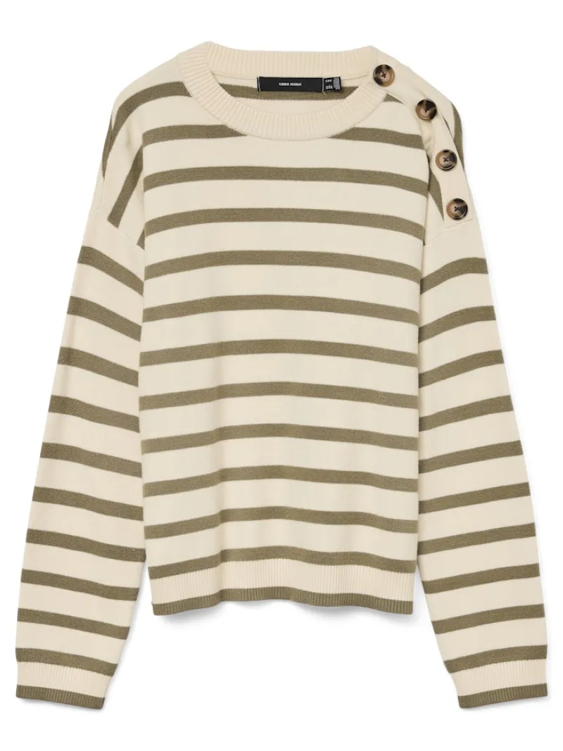 Vero Moda Pullover & Sweatshirts*VMSABA LS O-NECK BUTTON PULLOVER GA NOOS birch2