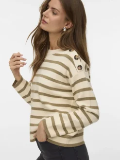 Vero Moda Pullover & Sweatshirts*VMSABA LS O-NECK BUTTON PULLOVER GA NOOS birch2