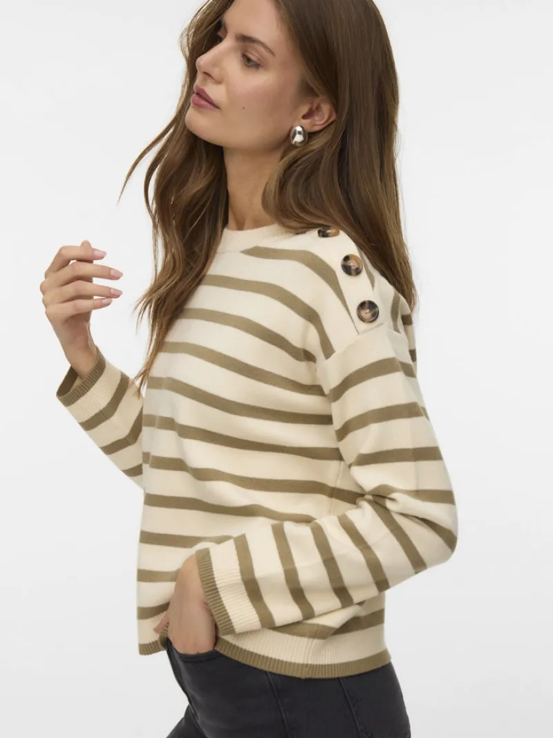 Vero Moda Pullover & Sweatshirts*VMSABA LS O-NECK BUTTON PULLOVER GA NOOS birch2