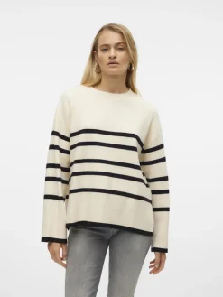 Vero Moda Pullover & Sweatshirts*VMSABA LS O-NECK STRIPE PULLOVER GA NOOS Birch-W BLACK