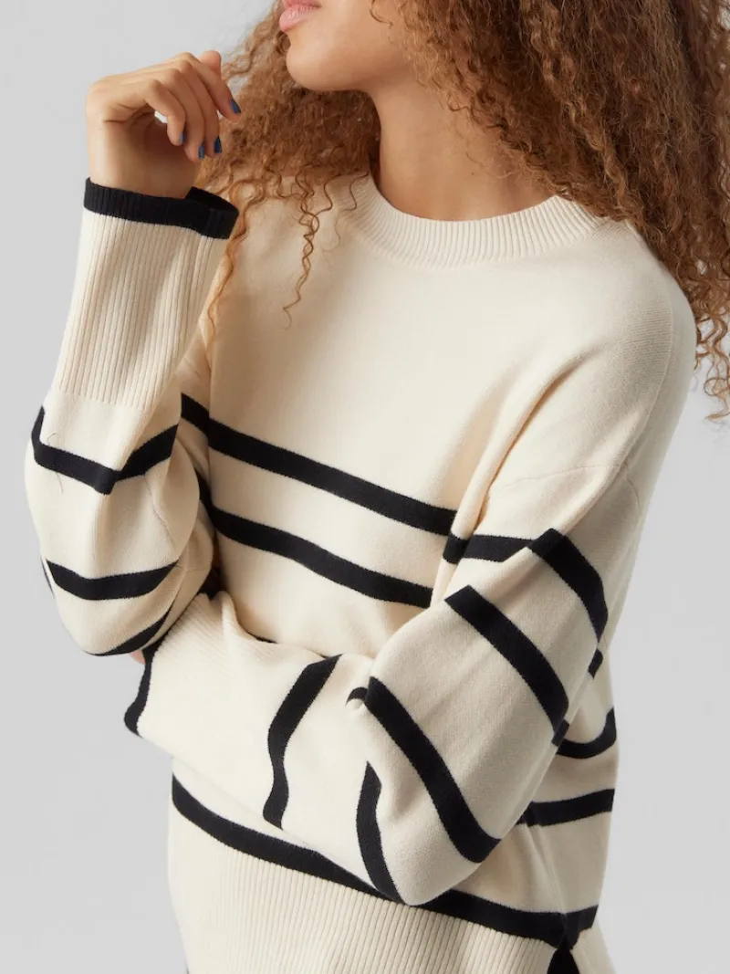 Vero Moda Pullover & Sweatshirts*VMSABA LS O-NECK STRIPE PULLOVER GA NOOS Birch-W BLACK