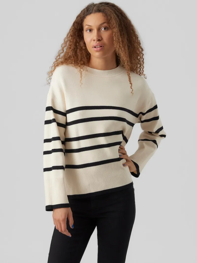Vero Moda Pullover & Sweatshirts*VMSABA LS O-NECK STRIPE PULLOVER GA NOOS Birch-W BLACK
