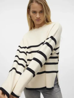 Vero Moda Pullover & Sweatshirts*VMSABA LS O-NECK STRIPE PULLOVER GA NOOS Birch-W BLACK