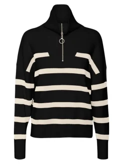 Vero Moda Pullover & Sweatshirts*VMSABA STRIPE LS HIGHNECK BLOUSE GA NOOS black2