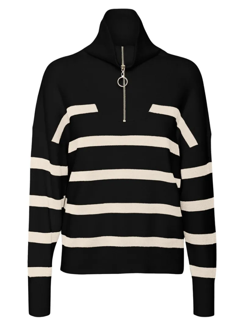 Vero Moda Pullover & Sweatshirts*VMSABA STRIPE LS HIGHNECK BLOUSE GA NOOS black2