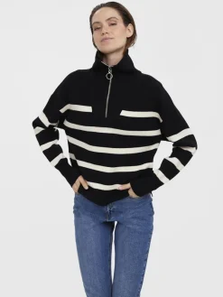 Vero Moda Pullover & Sweatshirts*VMSABA STRIPE LS HIGHNECK BLOUSE GA NOOS black2