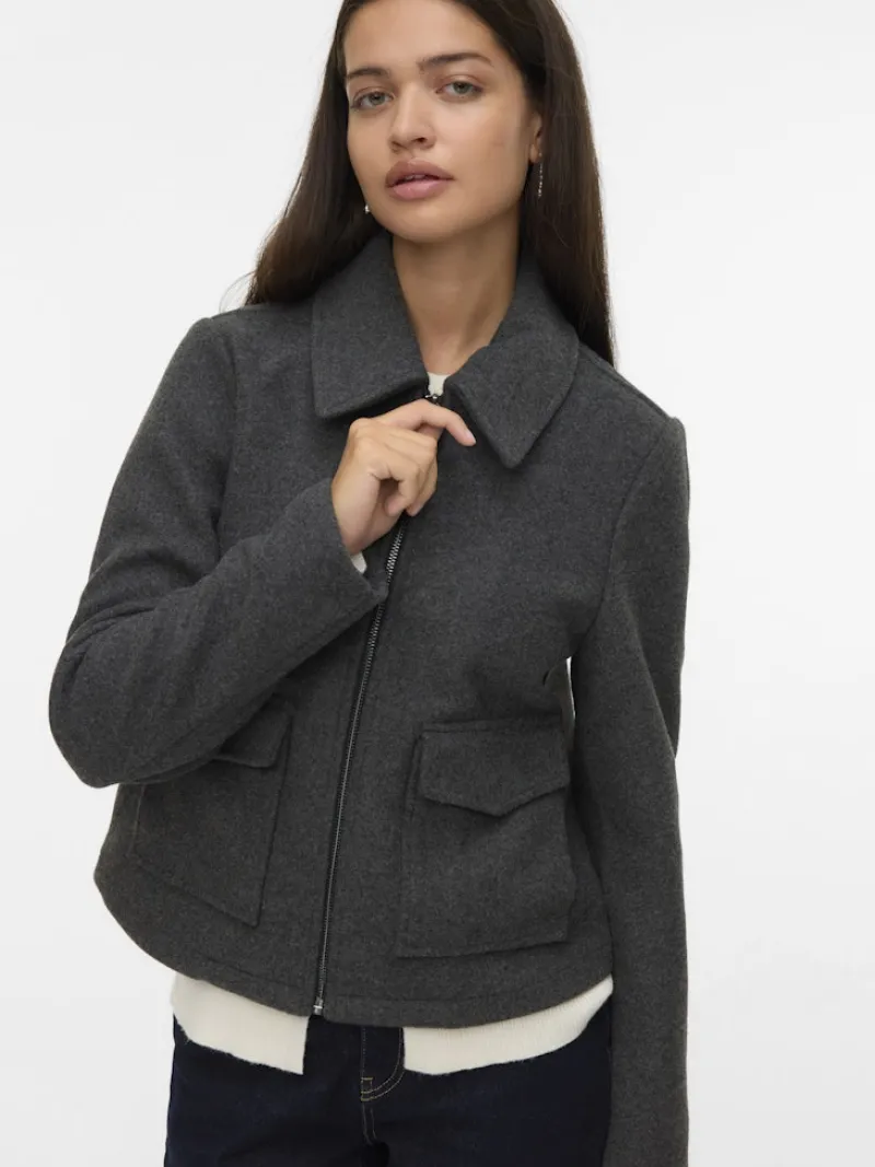 Vero Moda Jacken*VMSAFIR SHORT JACKET GA NOOS Dark Grey Melange