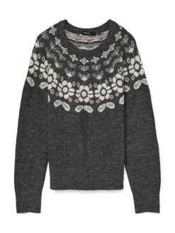 Vero Moda Pullover & Sweatshirts*VMSIMONE LS NORDIC PULLOVER GA REP BOO Dark Grey Melange