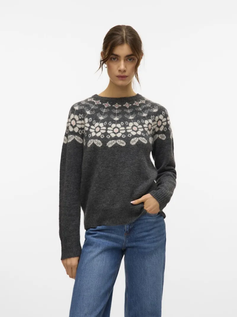 Vero Moda Pullover & Sweatshirts*VMSIMONE LS NORDIC PULLOVER GA REP BOO Dark Grey Melange