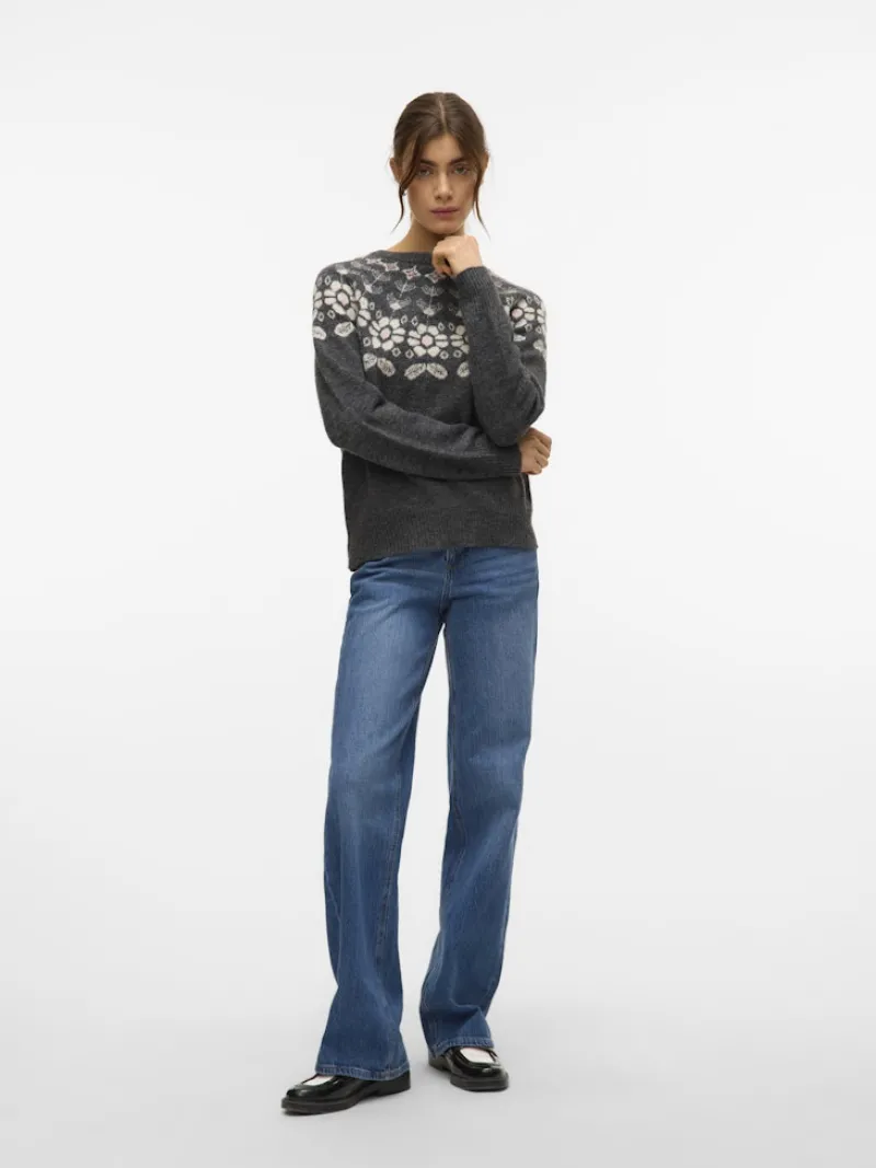 Vero Moda Pullover & Sweatshirts*VMSIMONE LS NORDIC PULLOVER GA REP BOO Dark Grey Melange
