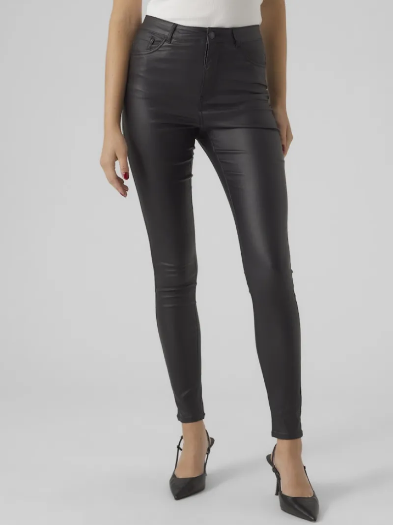 Vero Moda Hosen*VMSOPHIA HR SKINNY COATED PANTS Black-COATED