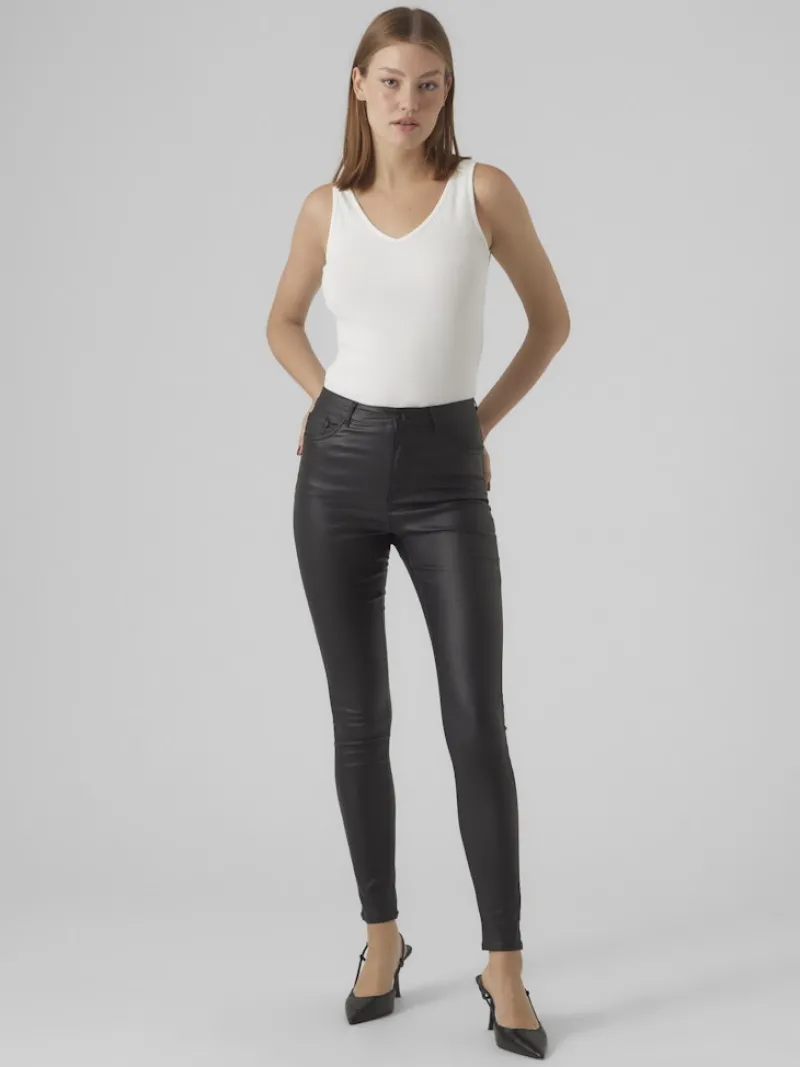 Vero Moda Hosen*VMSOPHIA HR SKINNY COATED PANTS Black-COATED