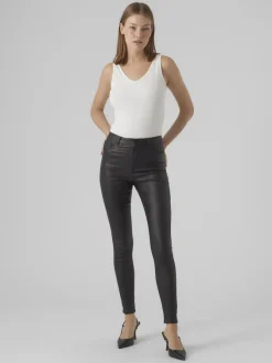 Vero Moda Hosen*VMSOPHIA HR SKINNY COATED PANTS Black-COATED