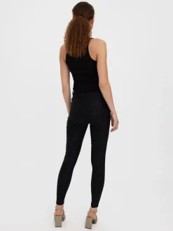 Vero Moda Hosen*VMSOPHIA HR SKINNY ZEBRA COATED PANT Black