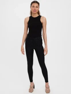 Vero Moda Hosen*VMSOPHIA HR SKINNY ZEBRA COATED PANT Black