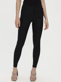 Vero Moda Hosen*VMSOPHIA HR SKINNY ZEBRA COATED PANT Black