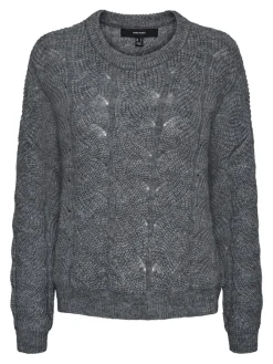 Vero Moda Pullover & Sweatshirts*VMSTINNA LS STRUCTURE BLOUSE GA Medium Grey Melange