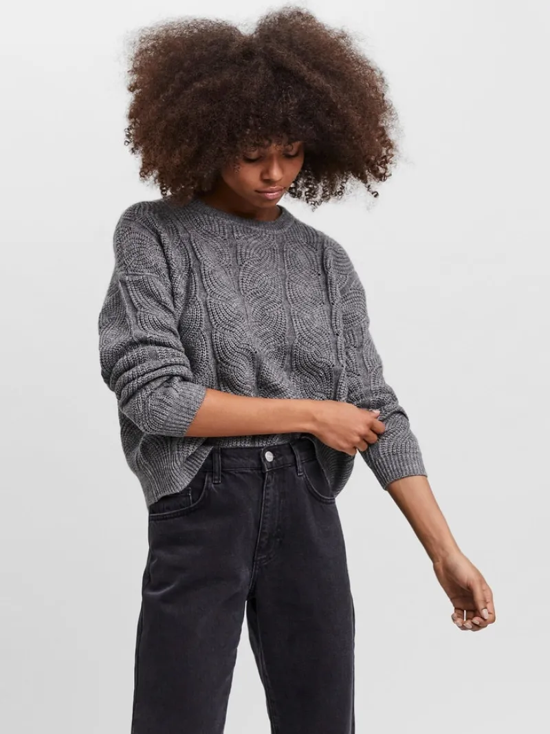 Vero Moda Pullover & Sweatshirts*VMSTINNA LS STRUCTURE BLOUSE GA Medium Grey Melange