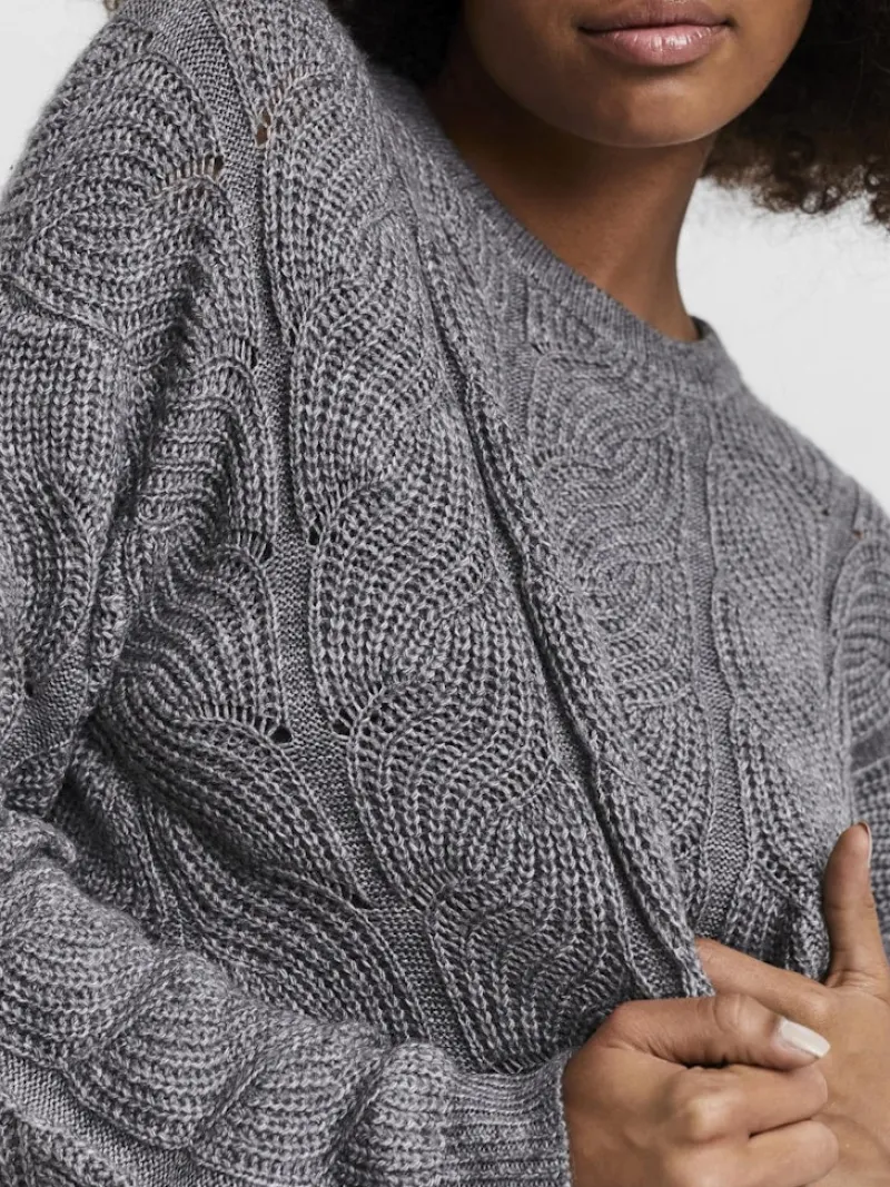 Vero Moda Pullover & Sweatshirts*VMSTINNA LS STRUCTURE BLOUSE GA Medium Grey Melange