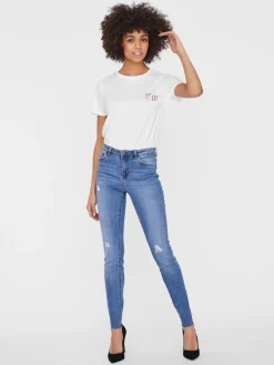 Vero Moda Jeans*VMTANYA MR S PIPING ANK DS CUT VI349 GA Medium Blue Denim