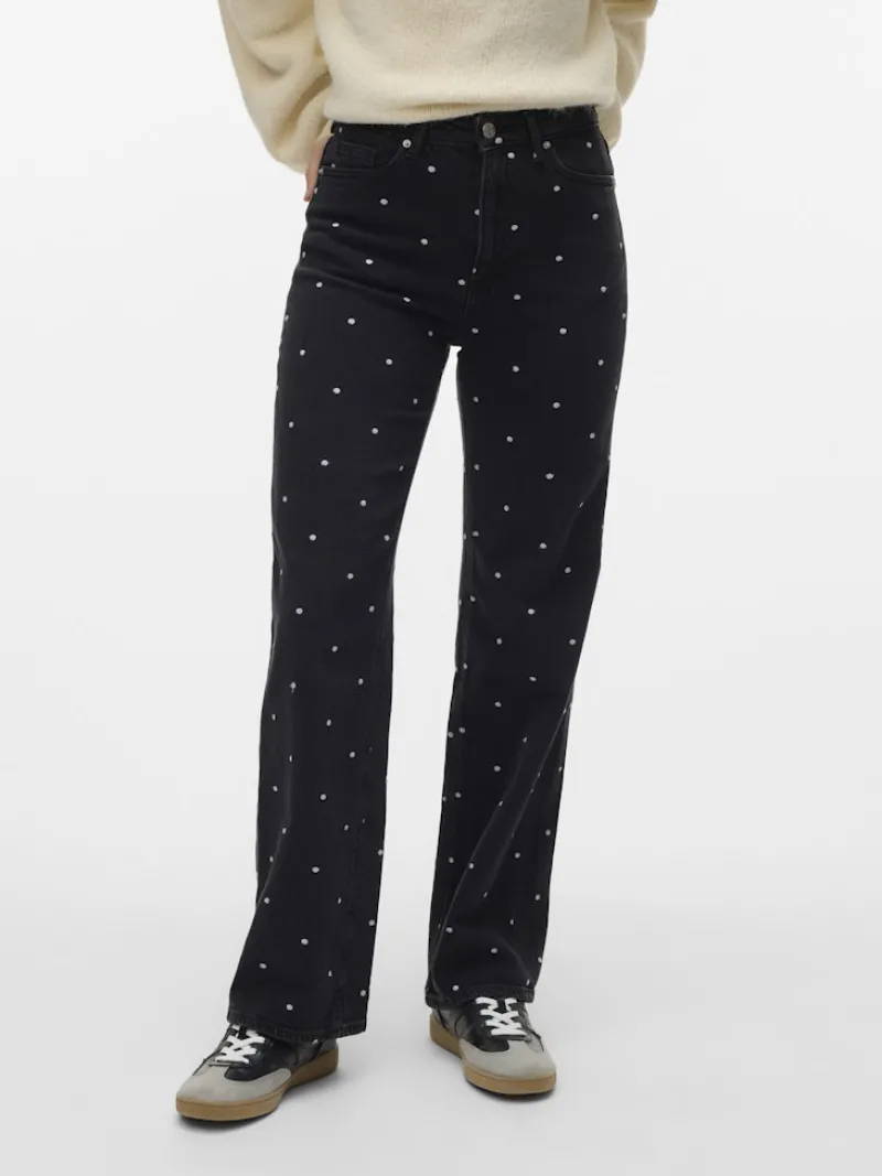 Vero Moda Jeans*VMTESSA HR WIDE EMB DOT JEANS RA132 Black Denim